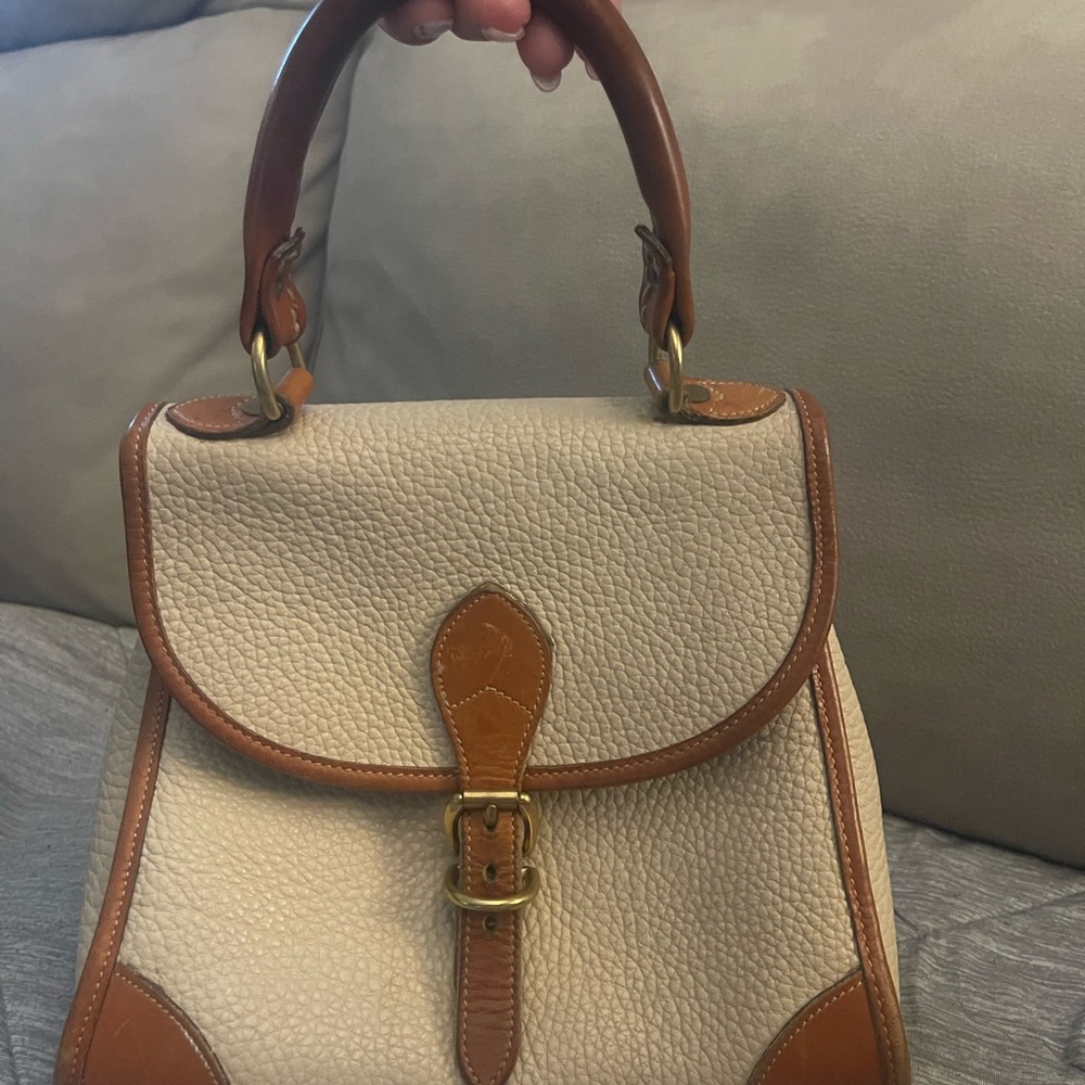 Dooney & Bourke Cream and Tan Leather Top-Handle Satchel